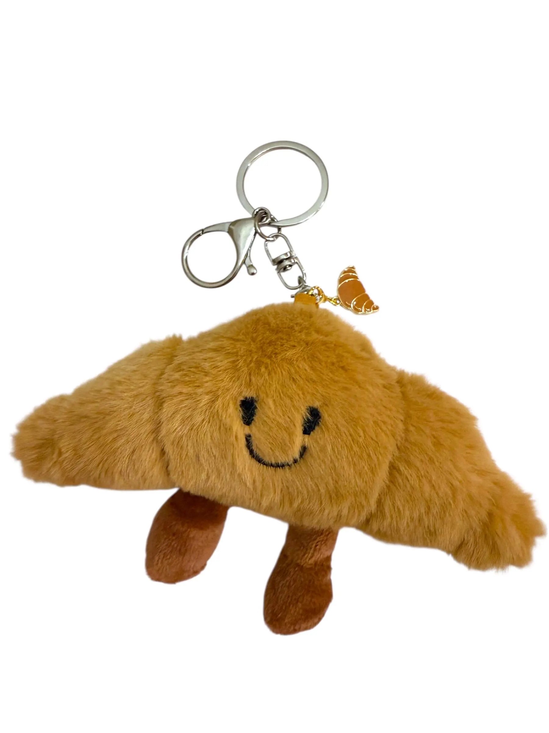 Plushy crossaint key charm, crossaint bag charm, foodie plushy, fast shipping