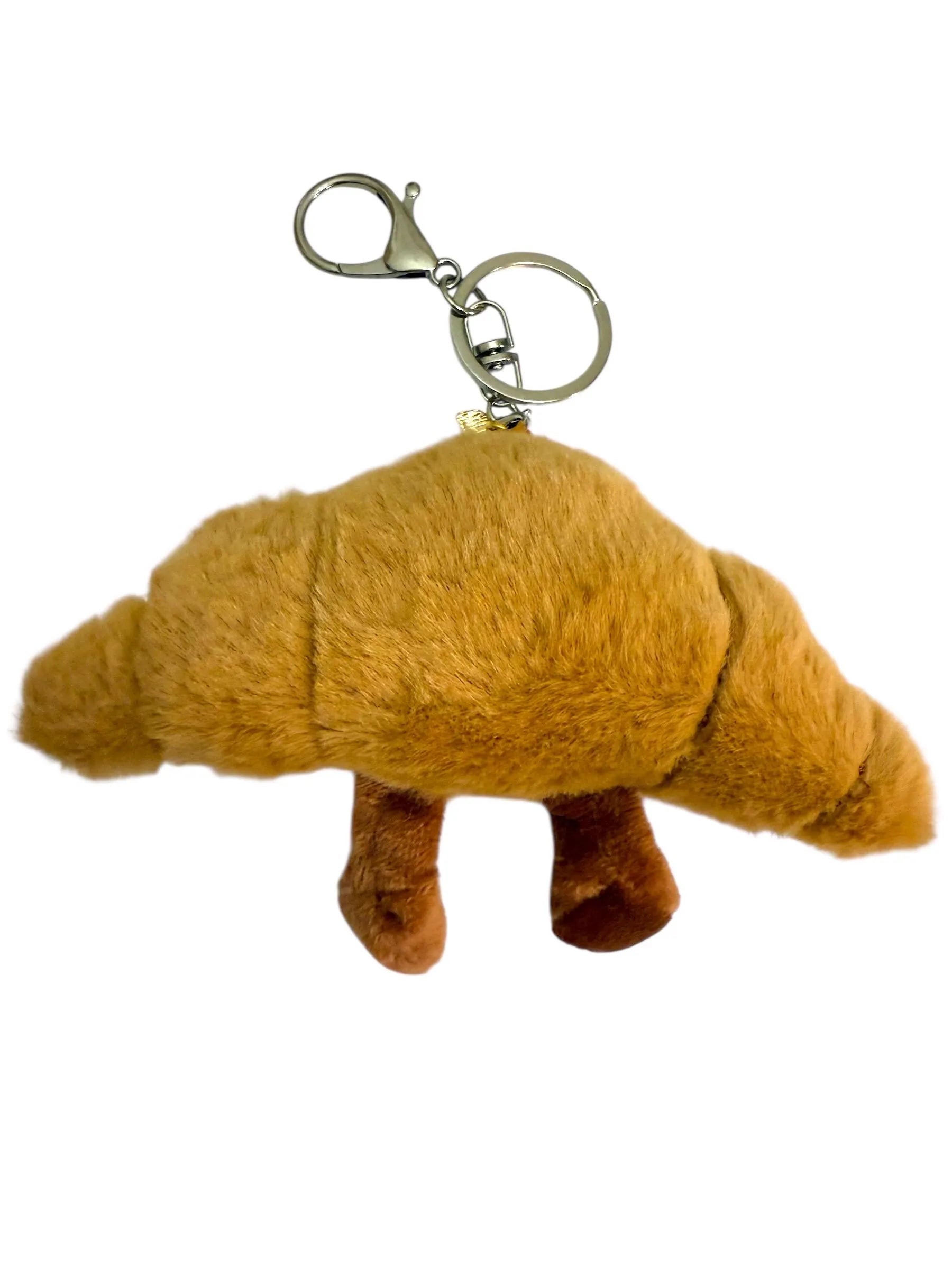 Plushy crossaint key charm, crossaint bag charm, foodie plushy, fast shipping