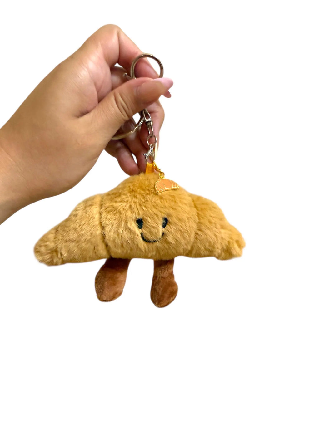 Plushy crossaint key charm, crossaint bag charm, foodie plushy, fast shipping
