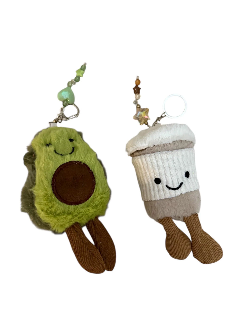 Plushy cake key charm, coffee plushy charm, avocado plushy, fast shipping