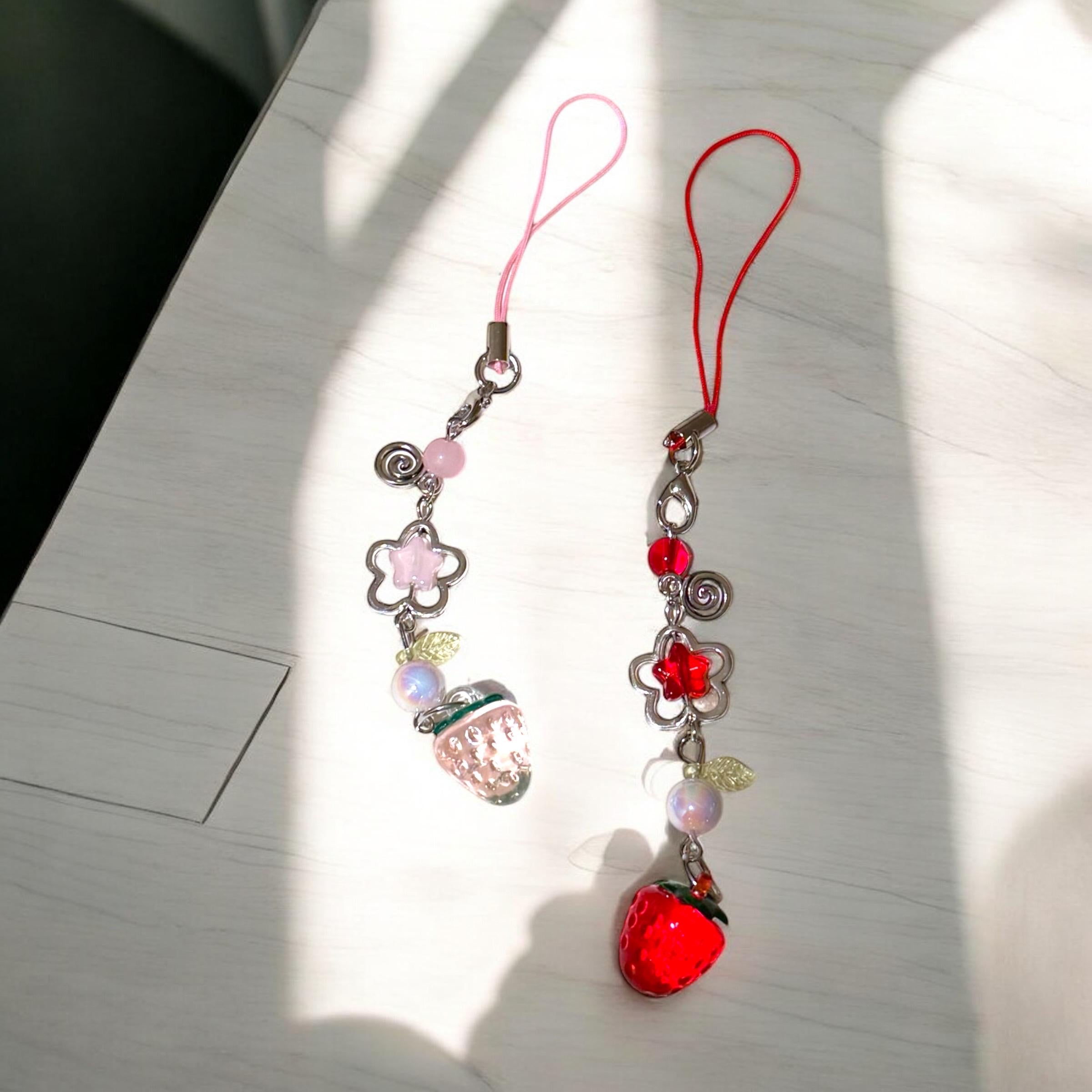 kawaii y2k strawberry  phone charm, kawaii phone charm, key chains, fast shipping