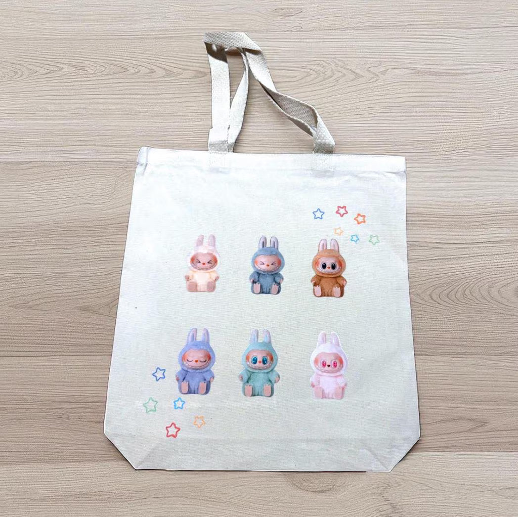 Bitsybu tote bag, kawaii monster bunny tote bag, bag charm! kawaii tote bags, reusable bags, bag charm, fast shipping!