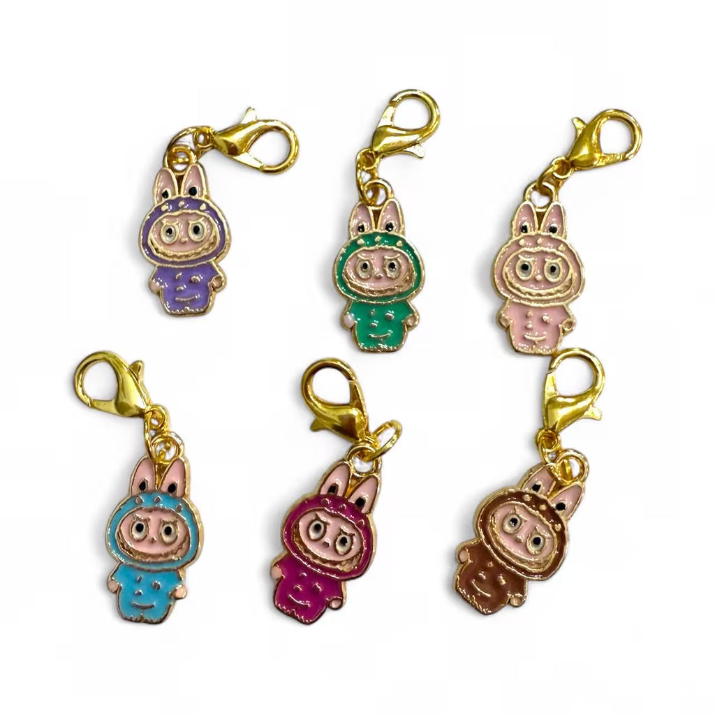 Mini lafufu  zipper charm, zipper pull,  key charm, purse charm, stitch marker, journal charm, fast shipping