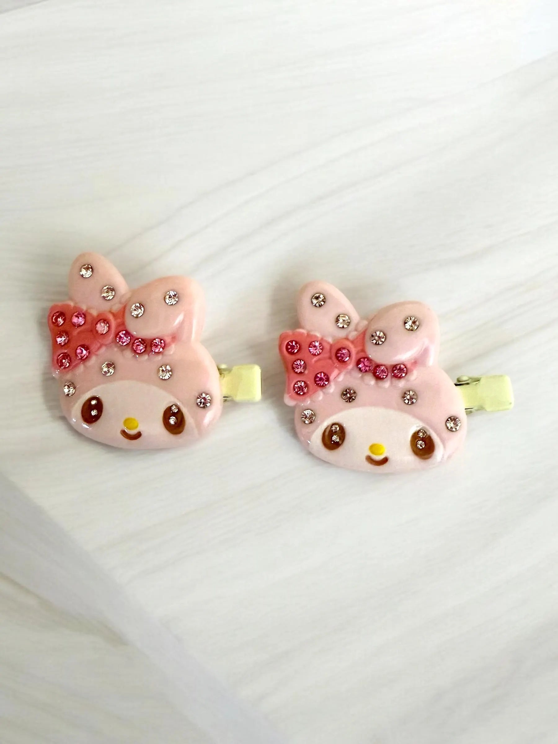 Hello kitty and Melody rhinestone hair clips, rhinestone hair clips, kawaii hair clips, fast shipping